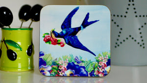 Vintage Swallows Birds Coaster - Kitsch Republic