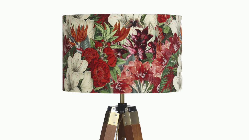 Vintage Botanical Tropical Leaves Velvet Lampshade - Kitsch Republic