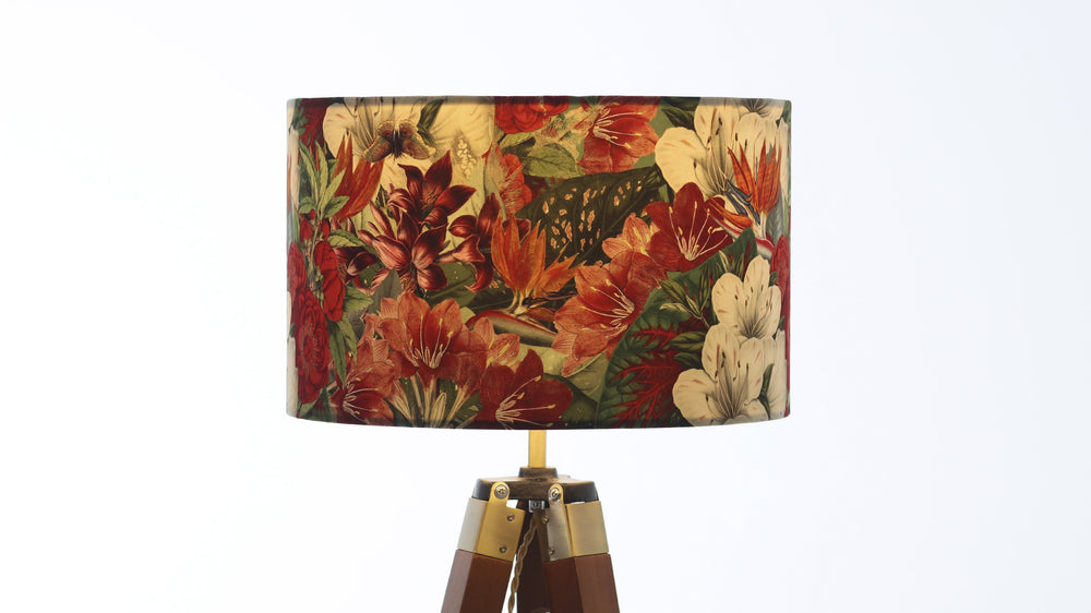 Vintage Botanical Tropical Leaves Velvet Lampshade - Kitsch Republic