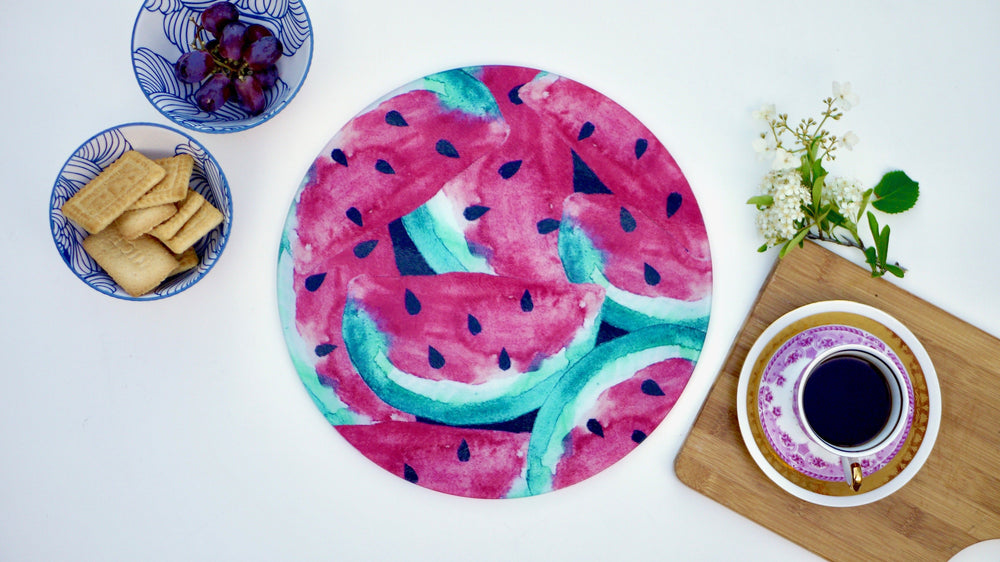 Tropical Watermelon Glass Worktop Saver - Chopping Board - Placemat - Kitsch Republic