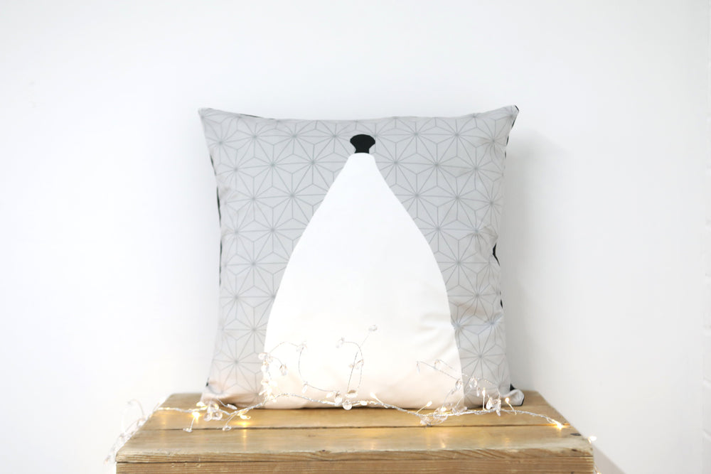 White Nancy Bollington Grey Geometric Velvet Cushion - Kitsch Republic
