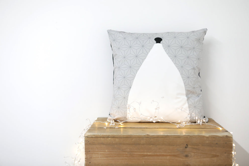 White Nancy Bollington Grey Geometric Velvet Cushion - Kitsch Republic