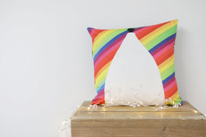 White Nancy Bollington Rainbow Stripe Velvet Cushion - Kitsch Republic