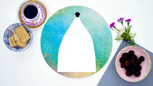 White Nancy Teal Textured Worktop Saver - Chopping Board - Placemat - Kitsch Republic