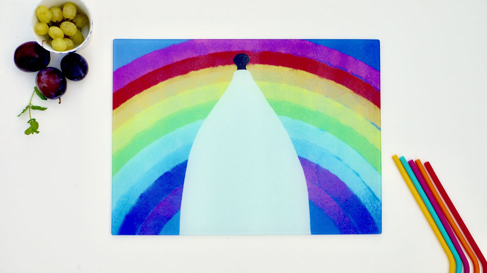 White Nancy Rainbow 40cm x 30cm Worktop Saver - Kitsch Republic
