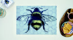 Grey Large Bee Honeycomb 40cm x 30cm Glass Worktop Saver / Serving Platter / Placemat - Kitsch Republic
