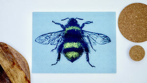 Grey Large Bee 40cm x 30cm Glass Worktop Saver / Serving Platter / Placemat - Kitsch Republic