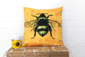 Yellow Bee Velvet Cushion - Kitsch Republic