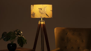 
            
                Load image into Gallery viewer, Yellow Bird Velvet Lampshade - Kitsch Republic
            
        