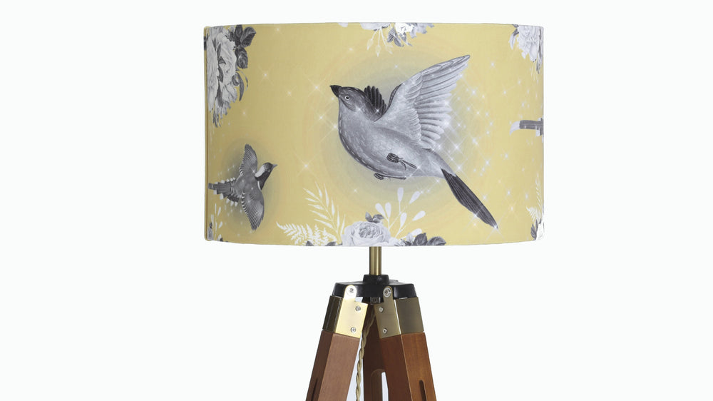 Yellow Bird Velvet Lampshade - Kitsch Republic