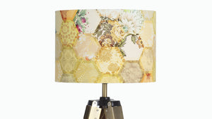 
            
                Load image into Gallery viewer, Yellow Honeycomb Velvet Lampshade - Kitsch Republic
            
        