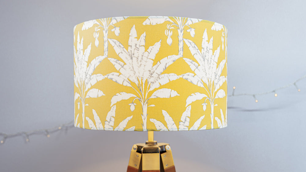 
            
                Load image into Gallery viewer, Yellow Mustard Tropical Plantation Leaves Handmade Lampshade - Kitsch Republic
            
        