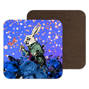 
            
                Load image into Gallery viewer, Alice in Wonderland White Rabbit Blue Coaster Gift Drinks MAt
            
        
