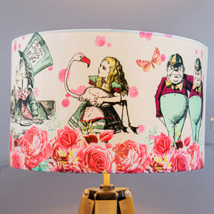 Alice in Wonderland Lampshade - Mad Hatters Tea Party - Pink - Kitsch Republic