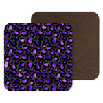 Purple Black Leopard Print - Animal print coaster, drinks mat, retro bar, secret santa, maximalist colourful gift