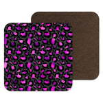 Pink Black Coaster - Leopard Print - Animal Print Home Decor - Pink gift, secret santa gift, cheap stylish gift