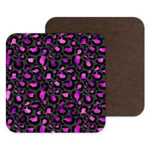
            
                Load image into Gallery viewer, Pink Black Coaster - Leopard Print - Animal Print Home Decor - Pink gift, secret santa gift, cheap stylish gift
            
        