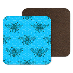 
            
                Load image into Gallery viewer, Manchester City Blue, Manchester Gift, Bee Coaster, Mancunian Drinks Mat
            
        