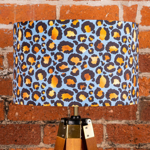 Blue Gold Animal Print Velvet Lampshade - Kitsch Republic