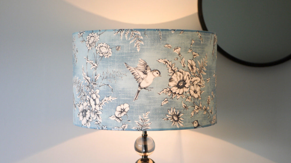 Pale Blue Classic Bird Design Lampshade - Kitsch Republic