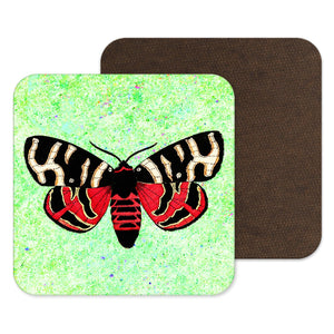 Green pretty coaster, butterfly gift, drinks mat
