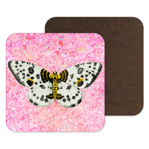 Pink pretty butterfly coaster, pretty gift, drinks mat, secret santa, stocking filler