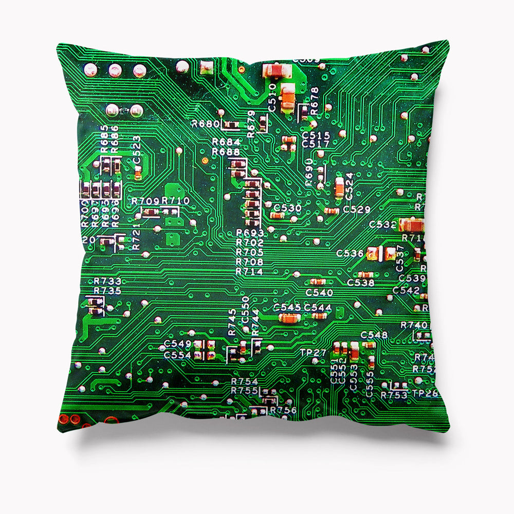 Green Circuit Board Velvet Cushion - Kitsch Republic