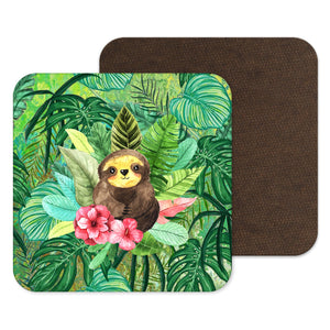 Sloth gift, cute sloths coaster, animal drinks mat, tropical interiors, tropical tablewear