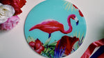 Blue and Pink Flamingo Tropical Worktop Saver - Chopping Board - Placemat - Kitsch Republic