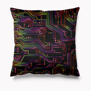 Rainbow Circuit Board Velvet Cushion - Kitsch Republic