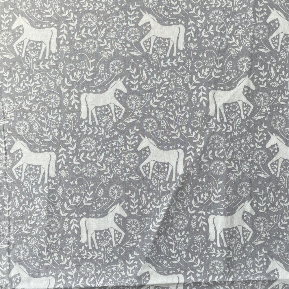 Fabric - Unicorns - Grey- 1 Meter