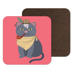 Hipster Car Drinks Mat, Coaster, Gift for Cat fans, Drinks Coaster, Stocking Filler