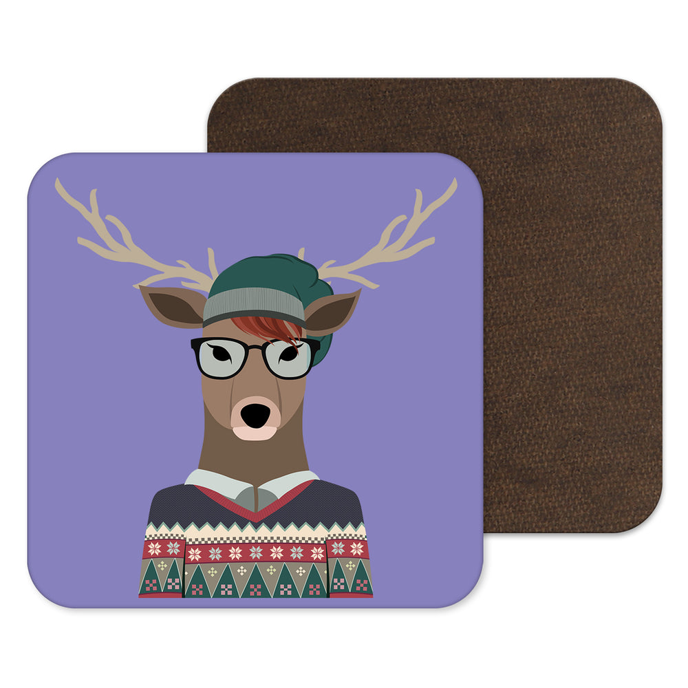 
            
                Load image into Gallery viewer, Animal coaster, Deer Drinks Mat, Hipster Animal Gift, Christmas Jumper, Festive Coaster
            
        