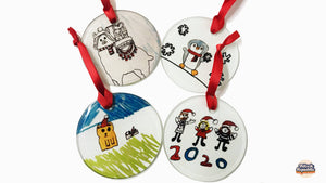 Childrens Drawings Glass Christmas Decoration - Kitsch Republic