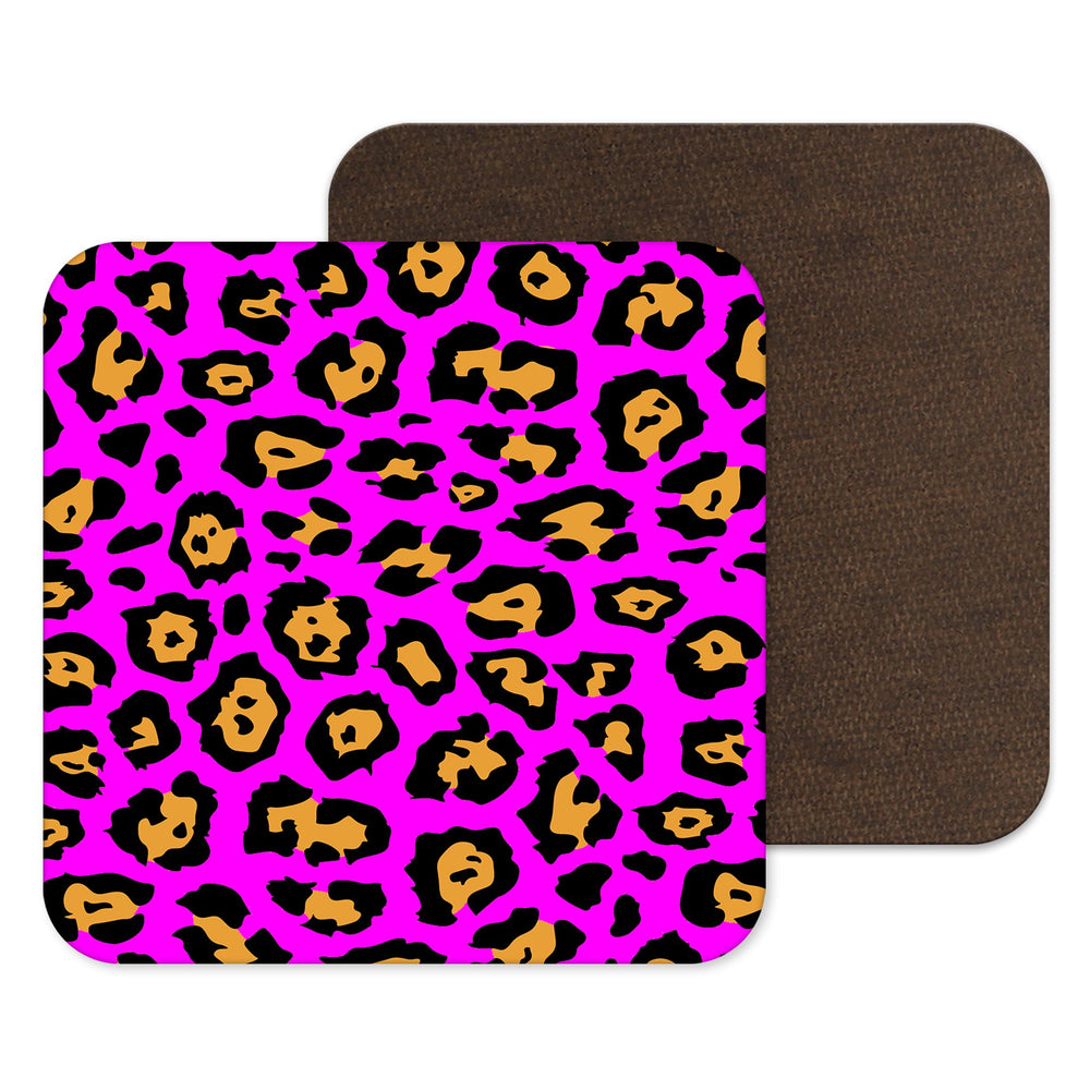 Hot Pink Coaster, Leoopard Print Gift, Animal Print Decor