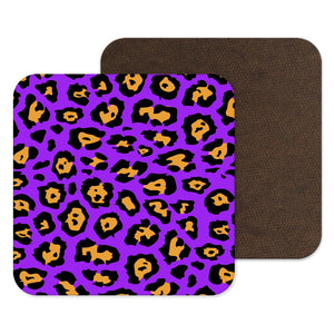 
            
                Load image into Gallery viewer, Bright Neon Purple Coaster, Leoopard Print Gift, Animal Print Decor
            
        
