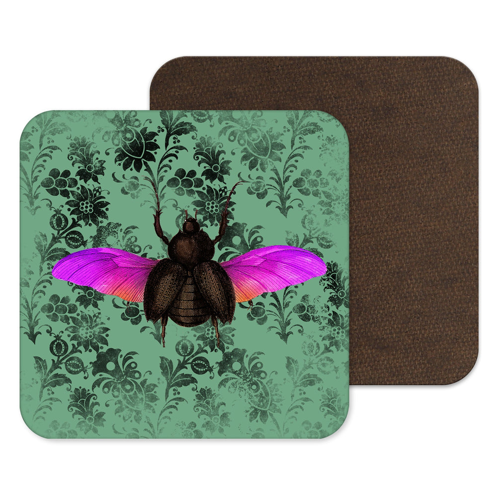 Green Creepy Crawly Moth Insect entomologist  coaster, entomologist gift, horror drinks mat