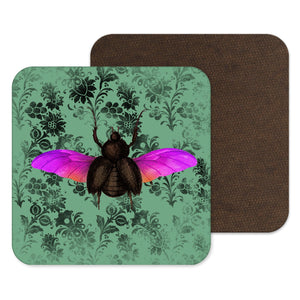 
            
                Load image into Gallery viewer, Green Creepy Crawly Moth Insect entomologist  coaster, entomologist gift, horror drinks mat
            
        