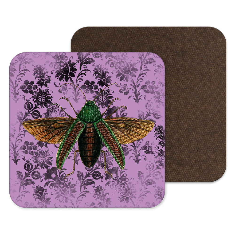 Creepy Moth Insects Coaster - Purple