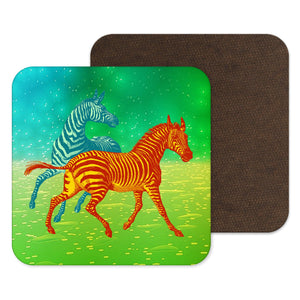 Zebra, Zebra Print, Safari Animal, Neon Coaster, Drinks Mat, Animal Gift