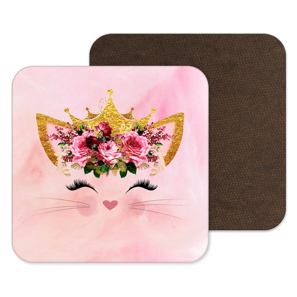 Pink Cat Face Coaster