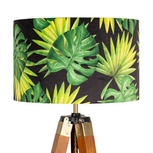
            
                Load image into Gallery viewer, Tropical Green Leaves Black Velvet Lampshade - Kitsch Republic
            
        