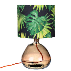 Tropical Green Leaves Black Velvet Lampshade