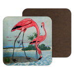 Pink Flamingo Gift - Coaster Drinks Mat - Vintage Style - Secret Santa
