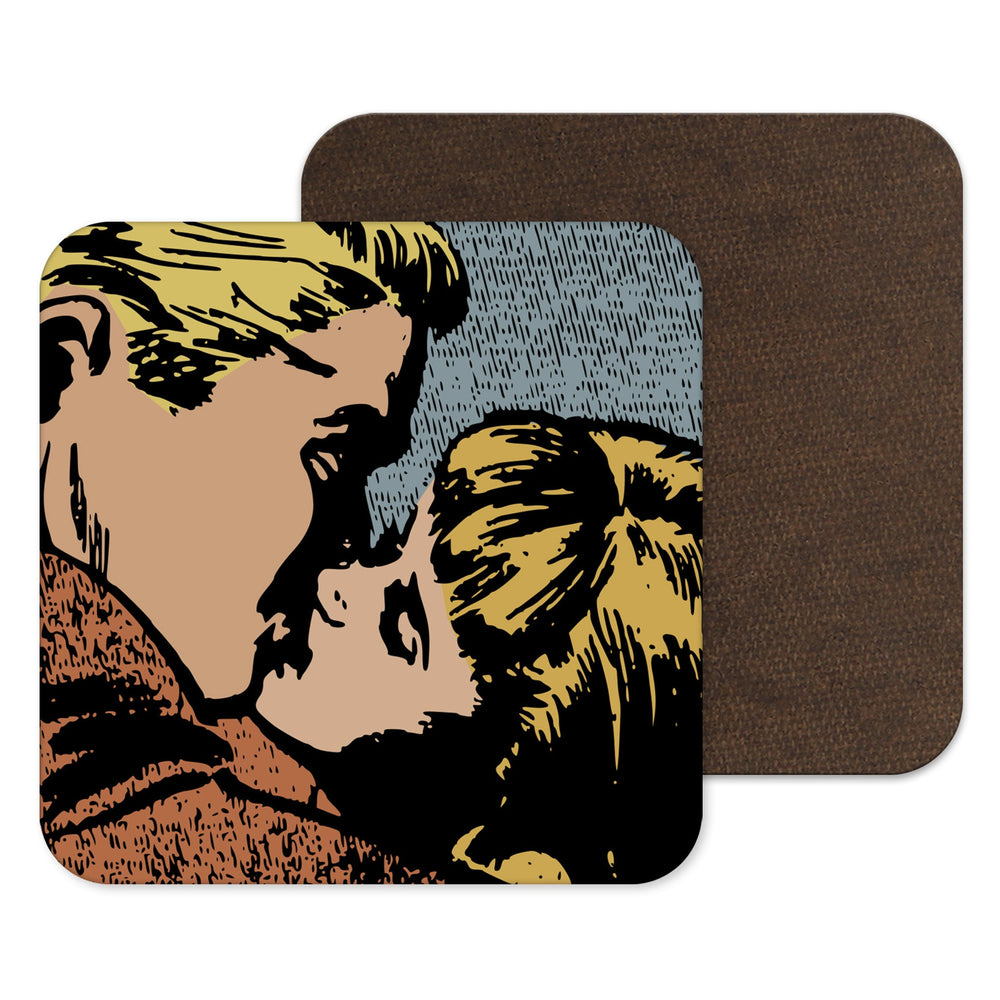 vintage retro pinup gift, kissing, Vintage coaster, retro drinks mat, 