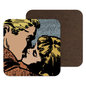 vintage retro pinup gift, kissing, Vintage coaster, retro drinks mat, 