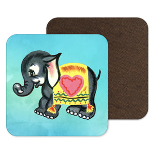 Retro Vintage Elephant Circus Coaster Drinks Mat Gift