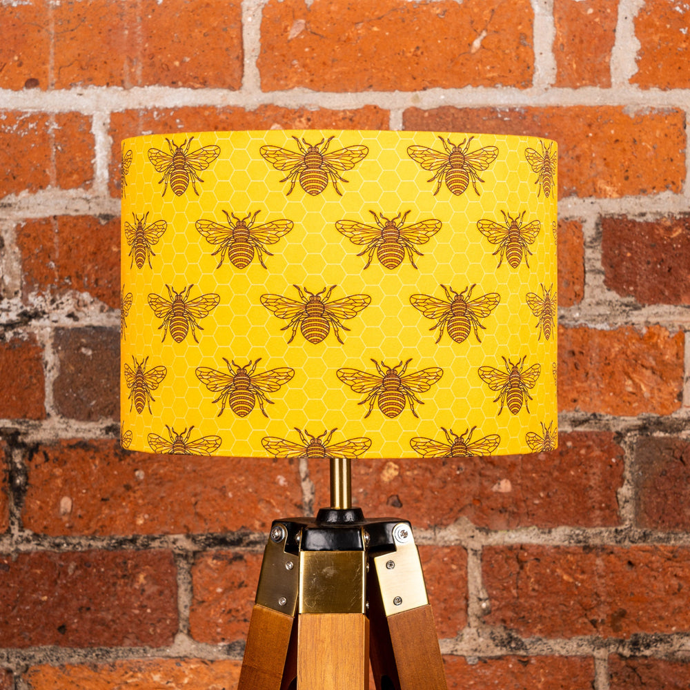 
            
                Load image into Gallery viewer, Yellow and Black Bee Velvet Lampshade - Kitsch Republic
            
        